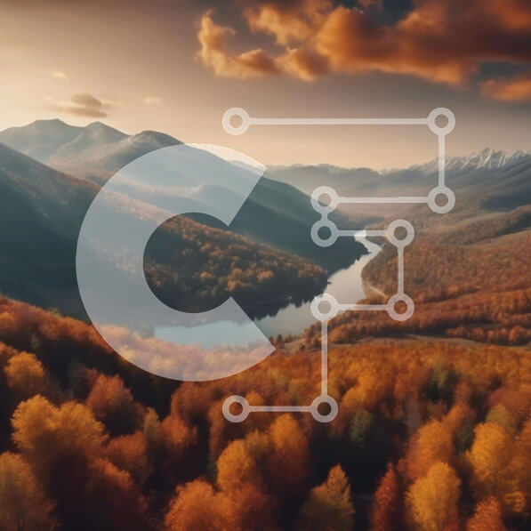 Intra Συλλεκτικό Ξύλινο Παζλ Plywood  4mm - Εναέρια άποψη της κοιλάδας με τα βουνά και τα δέντρα το φθινόπωρο Σε Ξύλινο Κουτί - Διαστάσεις: 10x10 cm – 25 κομμάτια