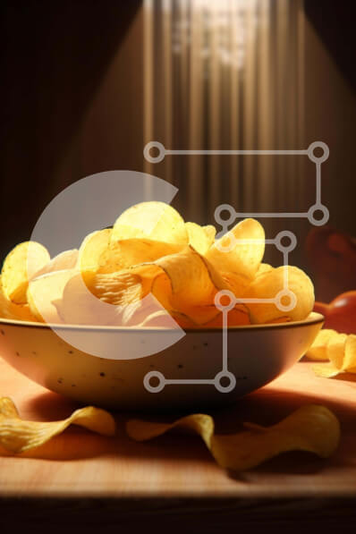 Σετ των 2 Intra Συλλεκτικό Ξύλινο Παζλ Plywood  4mm - Μπολ πατατάκια με φρέσκα λαχανικά Σε Ξύλινο Κουτί - Διαστάσεις: 10x10 cm – 25 κομμάτια