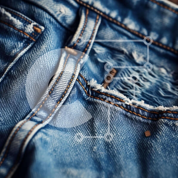 Σετ των 2 Intra Συλλεκτικό Ξύλινο Παζλ Plywood  4mm - Κοντινό πλάνο μπλε τζιν με σκισμένες τσέπες Σε Ξύλινο Κουτί - Διαστάσεις: 10x10 cm – 25 κομμάτια