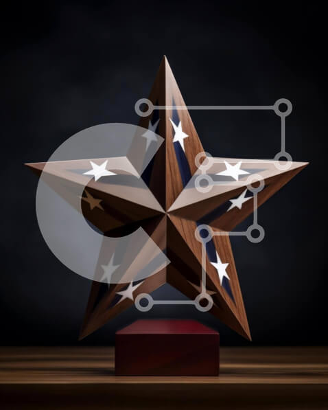 Intra Συλλεκτικό Ξύλινο Παζλ Plywood  4mm - Ξύλινο γλυπτό αστεριών σε διακοσμητική βάση Σε Ξύλινο Κουτί - Διαστάσεις: 10x10 cm – 25 κομμάτια