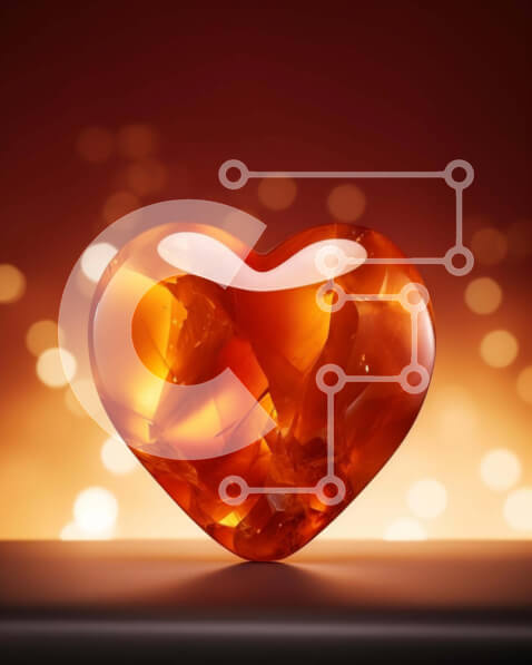 Intra Συλλεκτικό Ξύλινο Παζλ Plywood  4mm - Γυάλινο αντικείμενο σε σχήμα καρδιάς σε πορτοκαλί φόντο Σε Ξύλινο Κουτί - Διαστάσεις Puzzle: 10x10 cm – 25 κομμάτια