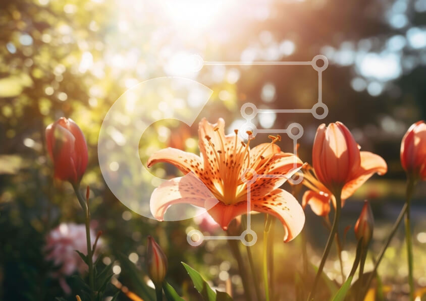 Intra Συλλεκτικό Ξύλινο Παζλ Plywood  4mm - Ομάδα πορτοκαλιών λουλουδιών σε έναν κήπο Σε Ξύλινο Κουτί - Διαστάσεις: 10x10 cm – 25 κομμάτια