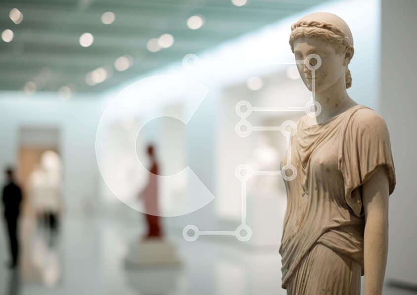 Intra Συλλεκτικό Ξύλινο Παζλ Plywood  4mm - Άγαλμα της αρχαίας Ελληνίδας στην γκαλερί τέχνης Σε Ξύλινο Κουτί - Διαστάσεις Puzzle: 10x10 cm – 25 κομμάτια