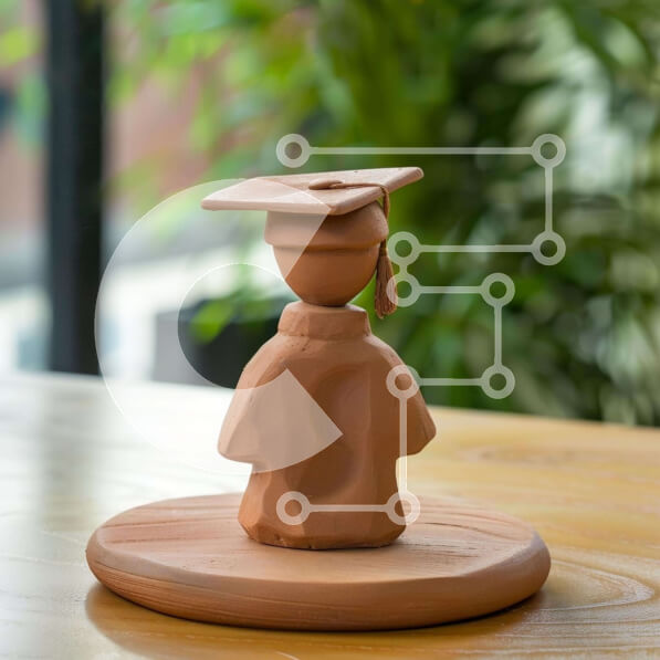 Intra Συλλεκτικό Ξύλινο Παζλ Plywood  4mm - Κεραμικό ειδώλιο αποφοίτησης Σε Ξύλινο Κουτί - Διαστάσεις Puzzle: 10x10 cm – 25 κομμάτια