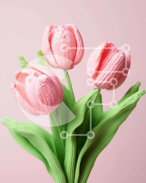 Intra Συλλεκτικό Ξύλινο Παζλ Plywood  4mm - Ροζ λουλούδια τουλίπας σε βάζο Σε Ξύλινο Κουτί - Διαστάσεις: 10x10 cm – 25 κομμάτια