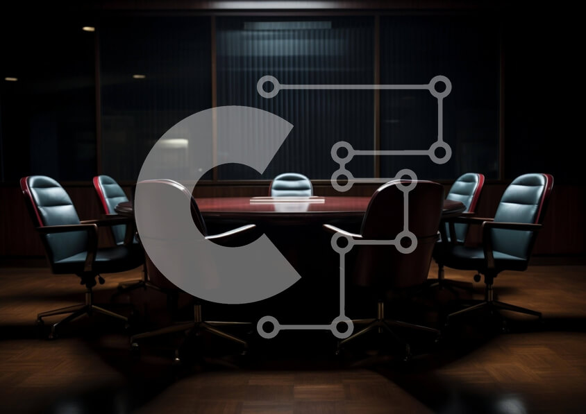 Intra Συλλεκτικό Ξύλινο Παζλ Plywood  4mm - Στρογγυλό τραπέζι συνεδριάσεων σε δωμάτιο με χαμηλό φωτισμό Σε Ξύλινο Κουτί - Διαστάσεις Puzzle: 10x10 cm – 25 κομμάτια