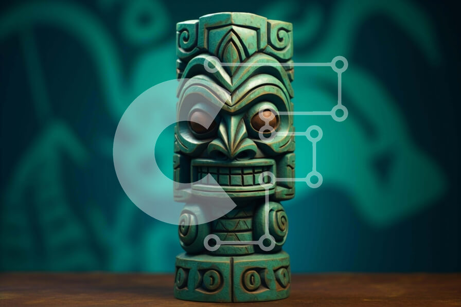 Intra Συλλεκτικό Ξύλινο Παζλ Plywood  4mm - Καλλιτεχνική ξύλινη οθόνη Tiki Totem Σε Ξύλινο Κουτί - Διαστάσεις Puzzle: 10x10 cm – 25 κομμάτια