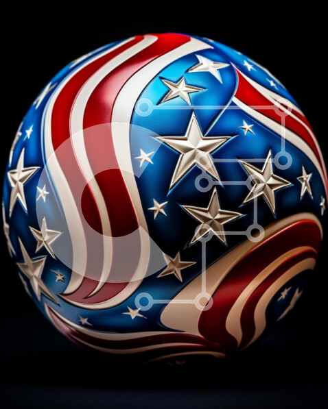 Intra Συλλεκτικό Ξύλινο Παζλ Plywood  4mm - Κόκκινη, λευκή και μπλε μπάλα με αστέρια και ρίγες Σε Ξύλινο Κουτί - Διαστάσεις Puzzle: 10x10 cm – 25 κομμάτια