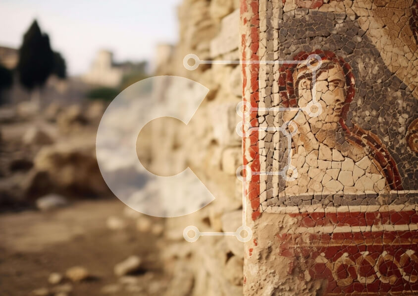 Intra Συλλεκτικό Ξύλινο Παζλ Plywood  4mm - Ζωγραφική στον τοίχο της Αρχαίας Ρωμαϊκής Εποχής Σε Ξύλινο Κουτί - Διαστάσεις Puzzle: 10x10 cm – 25 κομμάτια