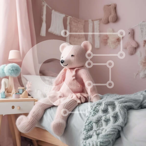 Σετ των 2 Intra Συλλεκτικό Ξύλινο Παζλ Plywood  4mm - Ροζ αρκουδάκι στο κρεβάτι Σε Ξύλινο Κουτί - Διαστάσεις: 10x10 cm – 25 κομμάτια