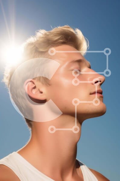 Intra Συλλεκτικό Ξύλινο Παζλ Plywood  4mm - Νεαρός άνδρας που κοιτάζει ψηλά στον ήλιο Σε Ξύλινο Κουτί - Διαστάσεις Puzzle: 10x10 cm – 25 κομμάτια