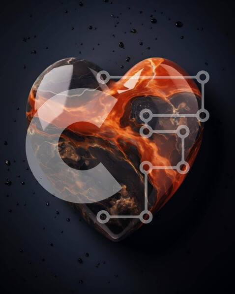 Intra Συλλεκτικό Ξύλινο Παζλ Plywood  4mm - Μαύρο και κόκκινο αντικείμενο λάβας σε σχήμα καρδιάς Σε Ξύλινο Κουτί - Διαστάσεις: 10x10 cm – 25 κομμάτια