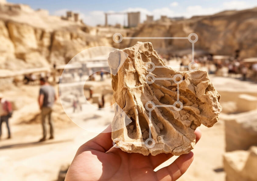 Intra Συλλεκτικό Ξύλινο Παζλ Plywood  4mm - Άτομο που κρατά τεχνούργημα ή απολίθωμα Σε Ξύλινο Κουτί - Διαστάσεις Puzzle: 10x10 cm – 25 κομμάτια