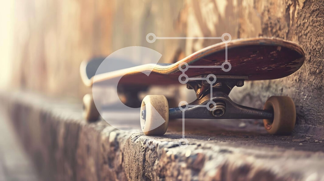 Intra Συλλεκτικό Ξύλινο Παζλ Plywood  4mm - Παλιό Skateboard που ακουμπάει σε τοίχο από τούβλα Σε Ξύλινο Κουτί - Διαστάσεις: 10x10 cm – 25 κομμάτια