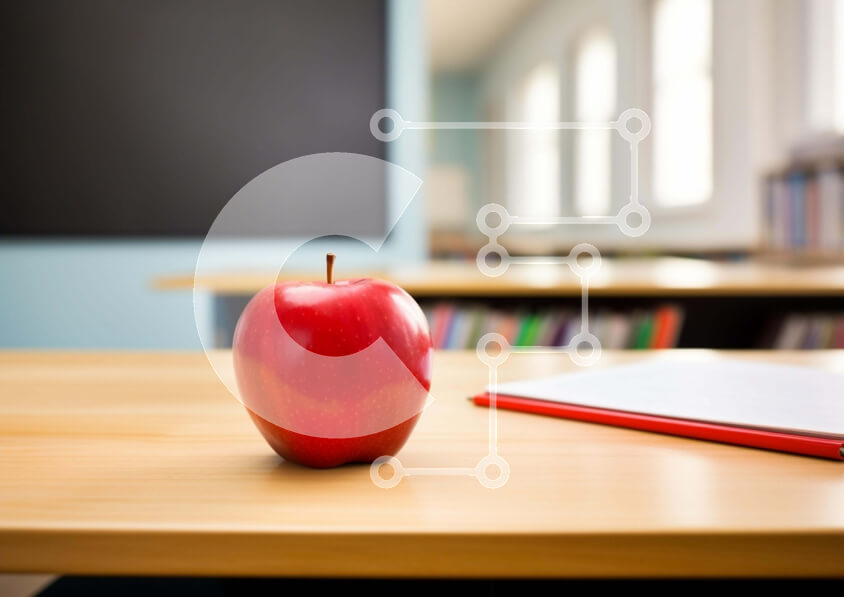 Intra Συλλεκτικό Ξύλινο Παζλ Plywood  4mm - Κόκκινο μήλο στο ξύλινο γραφείο Σε Ξύλινο Κουτί - Διαστάσεις: 10x10 cm – 25 κομμάτια