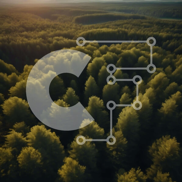 Intra Συλλεκτικό Ξύλινο Παζλ Plywood  4mm - Αεροφωτογραφία του δάσους με τα ψηλά πράσινα δέντρα και τον ήλιο που δύει Σε Ξύλινο Κουτί - Διαστάσεις: 10x10 cm – 25 κομμάτια