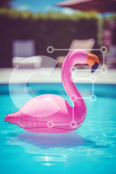 Σετ των 2 Intra Συλλεκτικό Ξύλινο Παζλ Plywood  4mm - Ροζ Flamingo Float στην πισίνα Σε Ξύλινο Κουτί - Διαστάσεις: 10x10 cm – 25 κομμάτια