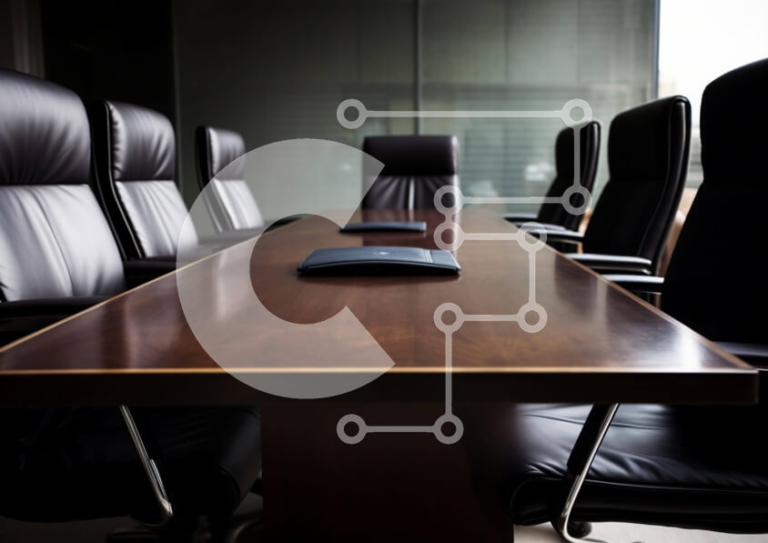 Intra Συλλεκτικό Ξύλινο Παζλ Plywood  4mm - Αίθουσα επαγγελματικών συσκέψεων με τραπέζι συνεδριάσεων και μαύρες καρέκλες Σε Ξύλινο Κουτί - Διαστάσεις Puzzle: 10x10 cm – 25 κομμάτια