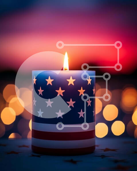 Intra Συλλεκτικό Ξύλινο Παζλ Plywood  4mm - Πατριωτικό κερί με σχέδιο αμερικανικής σημαίας Σε Ξύλινο Κουτί - Διαστάσεις: 10x10 cm – 25 κομμάτια