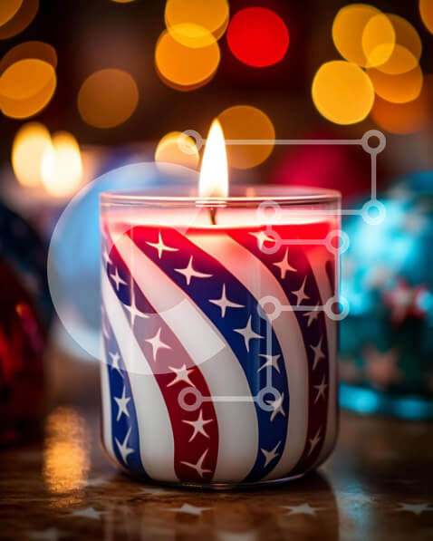 Intra Συλλεκτικό Ξύλινο Παζλ Plywood  4mm - Γιορτινό κερί με σχέδιο και στολίδια αμερικανικής σημαίας Σε Ξύλινο Κουτί - Διαστάσεις: 10x10 cm – 25 κομμάτια