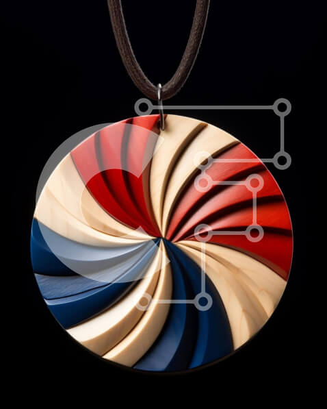 Intra Συλλεκτικό Ξύλινο Παζλ Plywood  4mm - Κολιέ κυκλικό κρεμαστό με κόκκινο, λευκό και μπλε χρώματα Σε Ξύλινο Κουτί - Διαστάσεις Puzzle: 10x10 cm – 25 κομμάτια