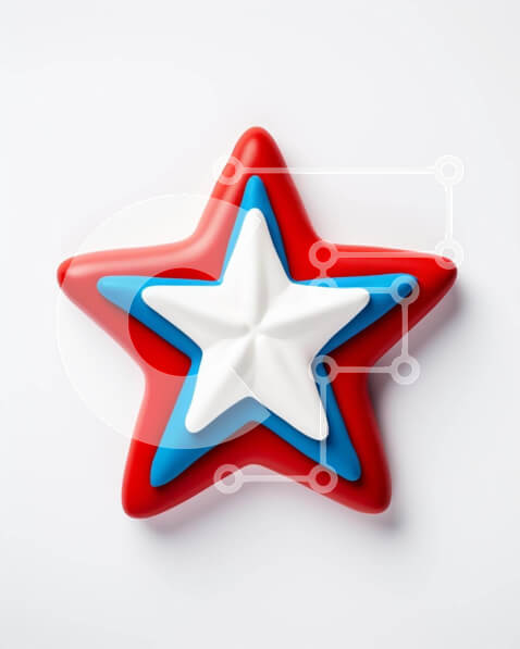 Intra Συλλεκτικό Ξύλινο Παζλ Plywood  4mm - Κόκκινο, λευκό και μπλε αντικείμενο σε σχήμα αστεριού σε λευκό φόντο Σε Ξύλινο Κουτί - Διαστάσεις Puzzle: 10x10 cm – 25 κομμάτια