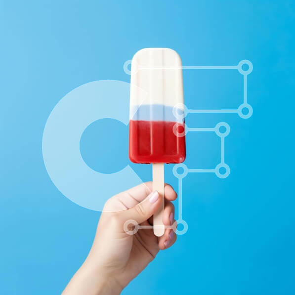 Σετ των 2 Intra Συλλεκτικό Ξύλινο Παζλ Plywood  4mm - Χέρι που κρατά πολύχρωμο παγωτό παγωτό σε μπλε φόντο Σε Ξύλινο Κουτί - Διαστάσεις: 10x10 cm – 25 κομμάτια