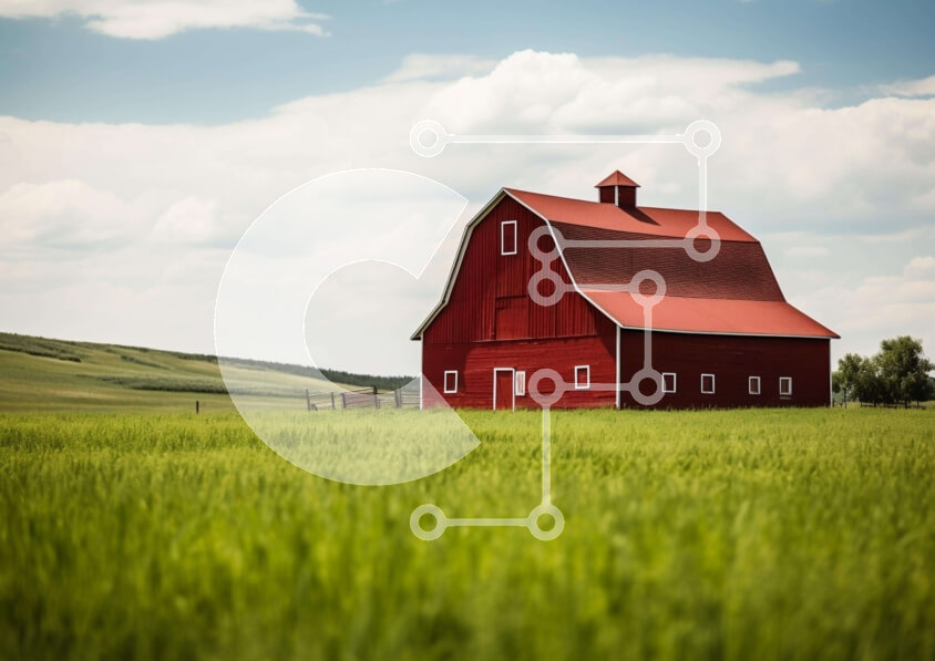 Intra Συλλεκτικό Ξύλινο Παζλ Plywood  4mm - Κόκκινη σιταποθήκη στο πράσινο πεδίο Σε Ξύλινο Κουτί - Διαστάσεις Puzzle: 10x10 cm – 25 κομμάτια