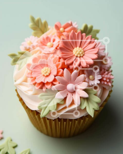 Σετ των 2 Intra Συλλεκτικό Ξύλινο Παζλ Plywood  4mm - Κομψό Cupcake με ροζ λουλούδια Σε Ξύλινο Κουτί - Διαστάσεις: 10x10 cm – 25 κομμάτια