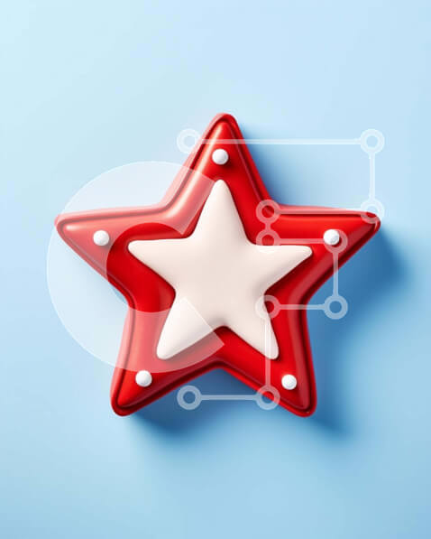 Intra Συλλεκτικό Ξύλινο Παζλ Plywood  4mm - Κόκκινο και άσπρο αντικείμενο σε σχήμα αστεριού σε μπλε φόντο Σε Ξύλινο Κουτί - Διαστάσεις Puzzle: 10x10 cm – 25 κομμάτια