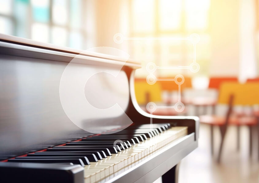 Intra Συλλεκτικό Ξύλινο Παζλ Plywood  4mm - Black Grand Piano σε ένα ευρύχωρο δωμάτιο Σε Ξύλινο Κουτί - Διαστάσεις Puzzle: 10x10 cm – 25 κομμάτια