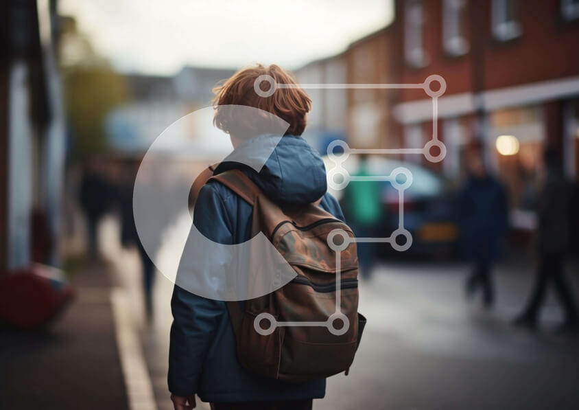 Intra Συλλεκτικό Ξύλινο Παζλ Plywood  4mm - Νεαρός άνδρας που περπατά στο δρόμο Σε Ξύλινο Κουτί - Διαστάσεις Puzzle: 10x10 cm – 25 κομμάτια