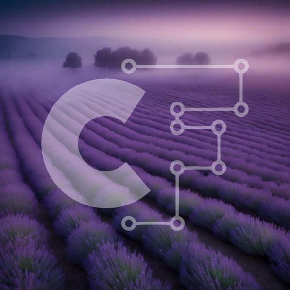 Intra Συλλεκτικό Ξύλινο Παζλ Plywood  4mm - Πεδίο με φυτά λεβάντας σε ομιχλώδες περιβάλλον Σε Ξύλινο Κουτί - Διαστάσεις: 10x10 cm – 25 κομμάτια