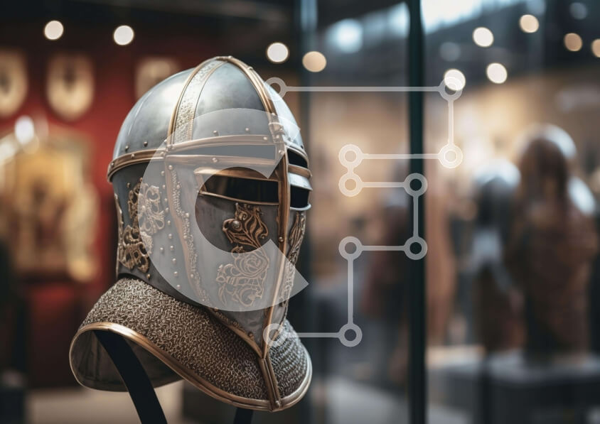 Intra Συλλεκτικό Ξύλινο Παζλ Plywood  4mm - Κράνος μεσαιωνικού στιλ στην οθόνη Σε Ξύλινο Κουτί - Διαστάσεις Puzzle: 10x10 cm – 25 κομμάτια