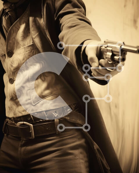 Intra Συλλεκτικό Ξύλινο Παζλ Plywood  4mm - Vintage άνθρωπος με όπλο Σε Ξύλινο Κουτί - Διαστάσεις Puzzle: 10x10 cm – 25 κομμάτια