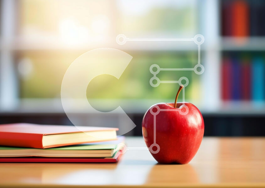 Intra Συλλεκτικό Ξύλινο Παζλ Plywood  4mm - Φοιτητής που μελετά με το κόκκινο μήλο στα βιβλία Σε Ξύλινο Κουτί - Διαστάσεις Puzzle: 10x10 cm – 25 κομμάτια