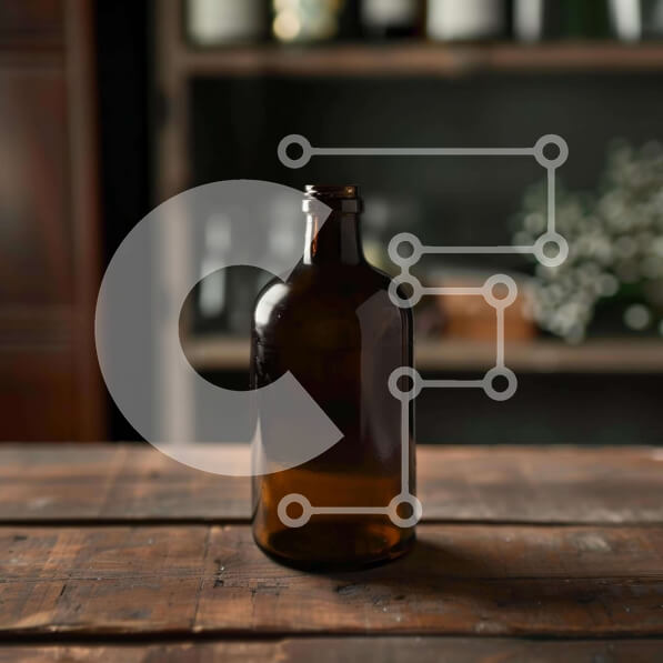 Intra Συλλεκτικό Ξύλινο Παζλ Plywood  4mm - Άδειο καφέ γυάλινο μπουκάλι σε ξύλινο τραπέζι Σε Ξύλινο Κουτί - Διαστάσεις: 10x10 cm – 25 κομμάτια