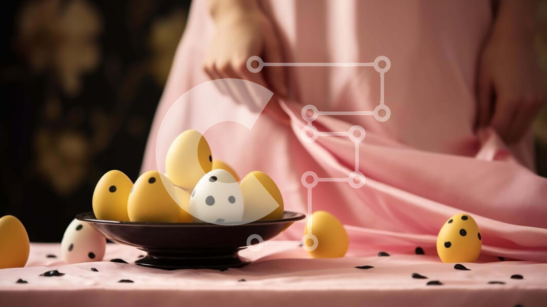 Intra Συλλεκτικό Ξύλινο Παζλ Plywood  4mm - Γυναίκα με ροζ φόρεμα με μπολ αυγών Σε Ξύλινο Κουτί - Διαστάσεις Puzzle: 10x10 cm – 25 κομμάτια