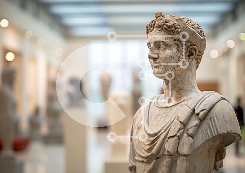 Intra Συλλεκτικό Ξύλινο Παζλ Plywood  4mm - Προτομή αρχαίου ρωμαϊκού αγάλματος στο μουσείο Σε Ξύλινο Κουτί - Διαστάσεις Puzzle: 10x10 cm – 25 κομμάτια