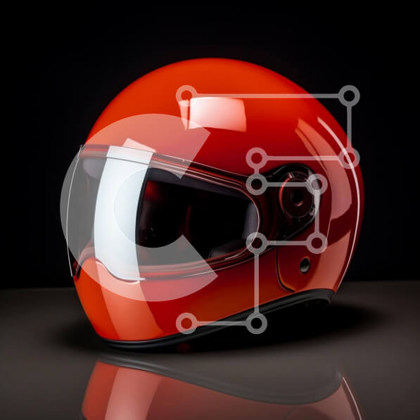 Intra Συλλεκτικό Ξύλινο Παζλ Plywood  4mm - Πορτοκαλί κράνος μοτοσικλέτας σε μαύρη επιφάνεια Σε Ξύλινο Κουτί - Διαστάσεις Puzzle: 10x10 cm – 25 κομμάτια