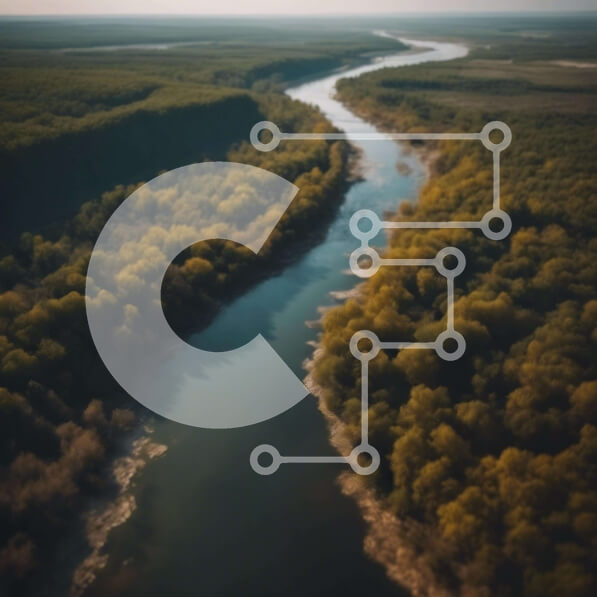 Intra Συλλεκτικό Ξύλινο Παζλ Plywood  4mm - Εναέρια άποψη του ποταμού στο δάσος Σε Ξύλινο Κουτί - Διαστάσεις: 10x10 cm – 25 κομμάτια