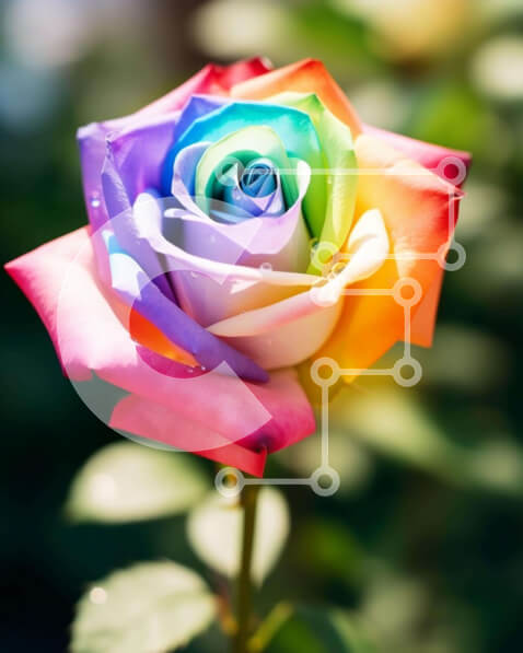 Intra Συλλεκτικό Ξύλινο Παζλ Plywood  4mm - Τριαντάφυλλο στο χρώμα του ουράνιου τόξου σε έναν υπαίθριο κήπο Σε Ξύλινο Κουτί - Διαστάσεις: 10x10 cm – 25 κομμάτια