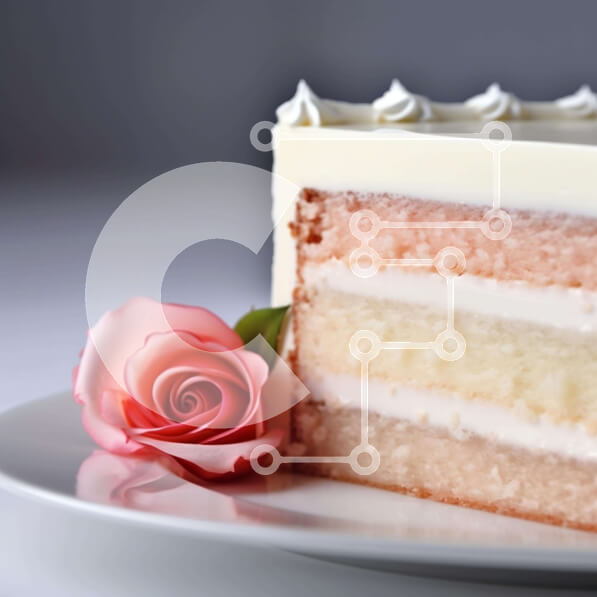 Σετ των 2 Intra Συλλεκτικό Ξύλινο Παζλ Plywood  4mm - Πολύχρωμο στρώσεις κέικ σε λευκό πιάτο με τριαντάφυλλο Σε Ξύλινο Κουτί - Διαστάσεις: 10x10 cm – 25 κομμάτια