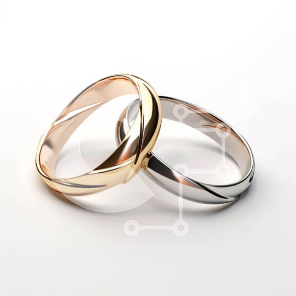 Σετ των 2 Intra Συλλεκτικό Ξύλινο Παζλ Plywood  4mm - Χρυσές και ασημένιες βέρες σε άσπρο φόντο Σε Ξύλινο Κουτί - Διαστάσεις: 10x10 cm – 25 κομμάτια