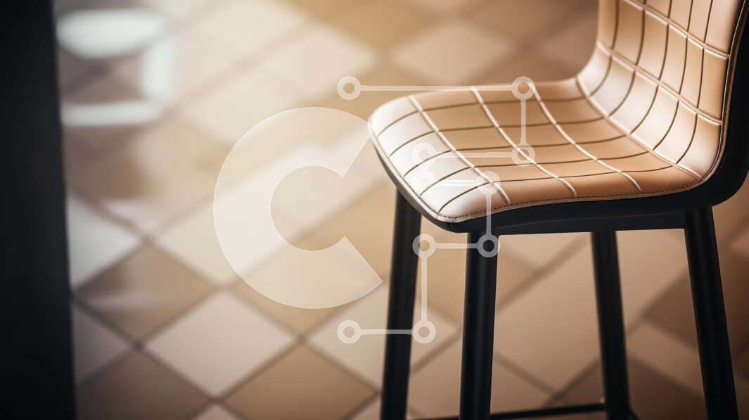 Intra Συλλεκτικό Ξύλινο Παζλ Plywood  4mm - Μονή μπεζ καρέκλα μπαρ σε δάπεδα με πλακάκια Σε Ξύλινο Κουτί - Διαστάσεις Puzzle: 10x10 cm – 25 κομμάτια