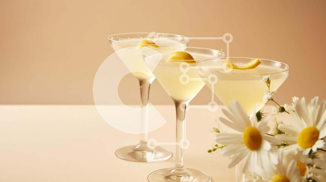 Σετ των 2 Intra Συλλεκτικό Ξύλινο Παζλ Plywood  4mm - Τρία ποτήρια Martini με χυμό λεμονιού και γαρνιτούρες Σε Ξύλινο Κουτί - Διαστάσεις: 10x10 cm – 25 κομμάτια