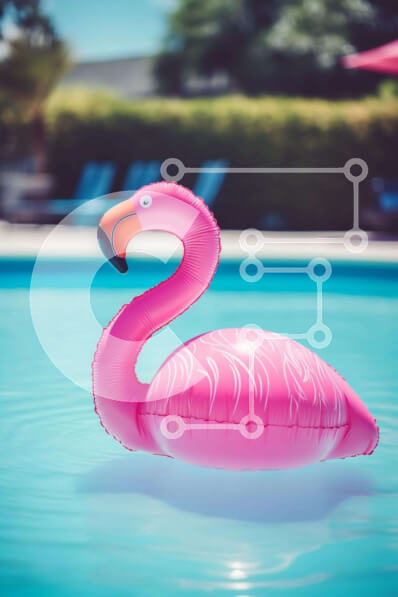 Σετ των 2 Intra Συλλεκτικό Ξύλινο Παζλ Plywood  4mm - Ροζ Flamingo που επιπλέει στην πισίνα Σε Ξύλινο Κουτί - Διαστάσεις: 10x10 cm – 25 κομμάτια