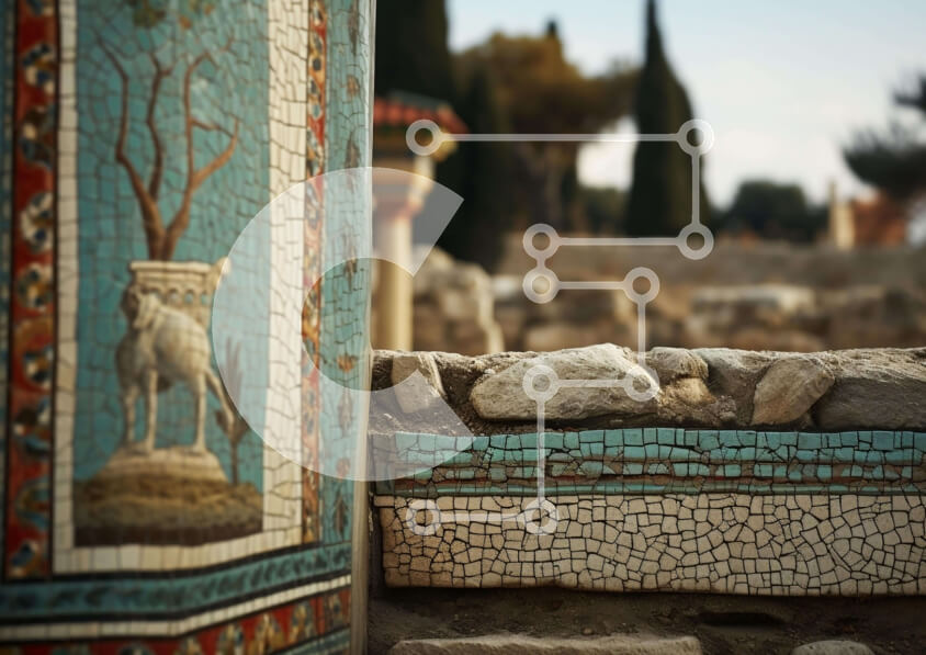 Intra Συλλεκτικό Ξύλινο Παζλ Plywood  4mm - Ψηφιδωτό στύλο στον Αρχαιολογικό Χώρο Σε Ξύλινο Κουτί - Διαστάσεις Puzzle: 10x10 cm – 25 κομμάτια