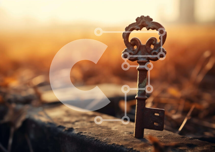 Intra Συλλεκτικό Ξύλινο Παζλ Plywood  4mm - Παλιό σκουριασμένο κλειδί σε τσιμεντόλιθο Σε Ξύλινο Κουτί - Διαστάσεις: 10x10 cm – 25 κομμάτια