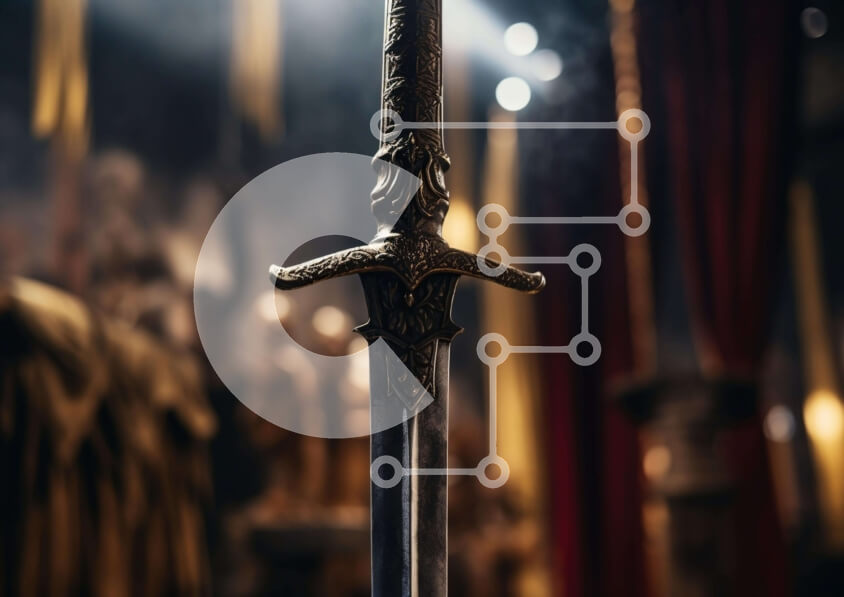 Intra Συλλεκτικό Ξύλινο Παζλ Plywood  4mm - Μεγάλο ξίφος σε περίτεχνα διακοσμημένο δωμάτιο Σε Ξύλινο Κουτί - Διαστάσεις: 10x10 cm – 25 κομμάτια